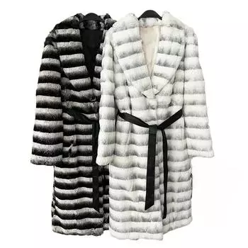 OFTBUY 2024 зимняя мода утолщенная теплая длинная натуральная ленивая шуба из кролика женская роскошная натуральная шуба из меха повседневная свободная S белый