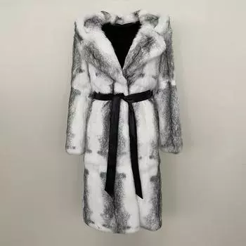 OFTBUY Натуральный Мех Кролика Женская Зимняя Модная Теплая Женская Меховая Куртка С Капюшоном Дизайнерская Холодная Верхняя Одежда Новый Fashi9on S