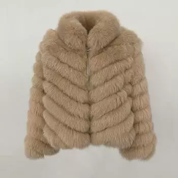 OFTBUY осень зима 2024 новая куртка меховая цельная со съемными рукавами пальто из натурального лисьего меха женская утолщенная теплая шуба S чёрный