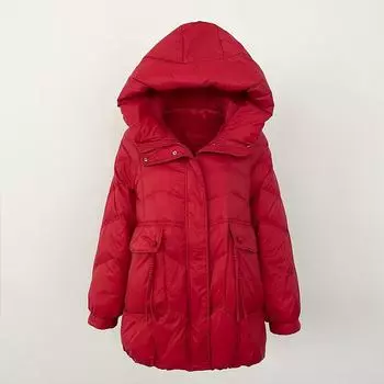 OFTBUY Осень-зима корейский стиль свободный повседневный пуховик средней длины с капюшоном утолщенное теплое женское пальто 90% белая утиная пуховая куртка One Size хаки