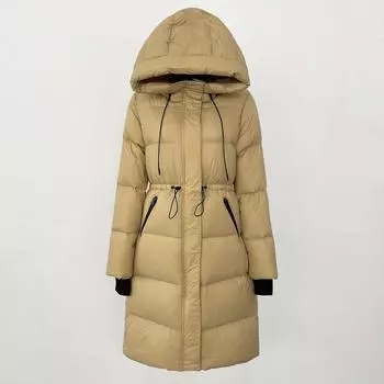 OFTBUY осень-зима мода продажа теплая длинная куртка с капюшоном женская утолщенная повседневная свободная куртка 90% белый утиный пух S хаки