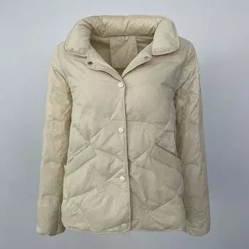 OFTBUY Осенне-зимнее пальто Теплая пуховая куртка Женская короткая куртка с воротником-стойкой 90% Белый утиный пух Свободная повседневная универсальная пуховая куртка S покинуть белый