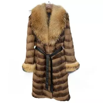 OFTBUY Зимняя роскошная длинная натуральная шуба из кроличьего меха с воротником из меха енота, женская модная утолщенная теплая свободная повседневная шуба S золотой