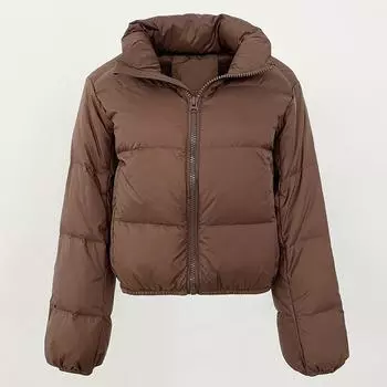 OFTBUY Зимняя утолщенная пуховая куртка женская с воротником-стойкой, короткое пальто 90% белого утиного пуха, теплая куртка для повседневных поездок на работу S кофейный