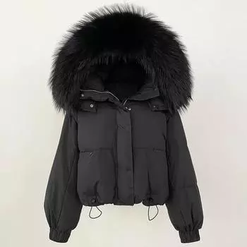 OFTBUY Зимняя утолщенная теплая пуховая куртка для женщин 90% белый утиный пух пуховая куртка со съемным воротником из натурального меха лисы S кофейный