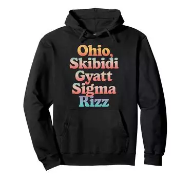 Огайо Skibidi Gyatt Sigma Rizz Смешные мемы Модная толстовка с капюшоном для социальных сетей чёрный