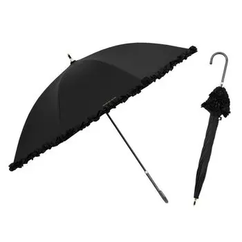 Ogawa 70985 Зонт OLIVE des OLIVE с оборками, черный, для солнечной или дождливой погоды, полностью затемняющий, с защитой от тепла, женский, UV99,9%