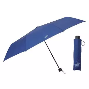 Ogawa BHPC Hills Polo Folding Navy Solid with Safety Brand Simple 71163 (Beverly Club) Umbrella, Blue, Color, Finger-Pinch-Resistant Cover, Logo,
