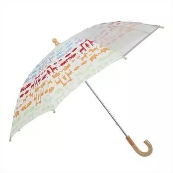 ogawa Детский длинный зонт, открывается рукой, бегемот Кука, ежик, защитный чехол, прозрачное окно в одинарной раме, светоотражающий принт, в комплект входит светоотражающая футболка