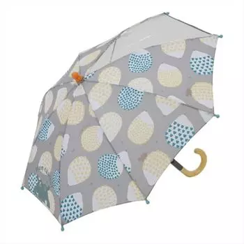 Ogawa Kids Long Umbrella, Hand Opening, Cooka Hippo, Hedgehog, Safety Cover, Single Frame Transparent Window, Reflective Print, Includes Reflective T