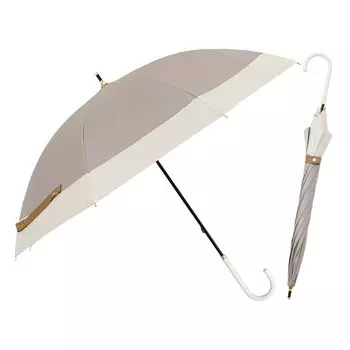 Ogawa Long Light Blocking Over UV Water Family LINEDROPS 57403 Parasol, Women s Umbrella, Rate, 99% Cut, Greige, White, Spliced, Repellent, Stylish,