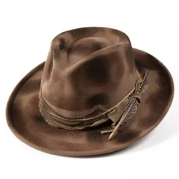 Огненная шляпа Burst Wind American Retro Jazz Hat Top Hat Fashion Burned Wool Hat Unisex Personality M56-58cm серый