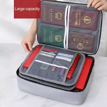 Огнестойкая сумка для документов с паролем, 3-слойный чехол для хранения файлов, водонепроницаемая застежка-молния, портативный дорожный чехол для ноутбука, сертификаты серый