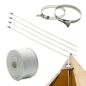 Огнестойкая трубная обмотка для кемпинговой палатки с 2 зажимами, устойчивая к ожогам, защита от ожогов и дымохода для палаточной печи