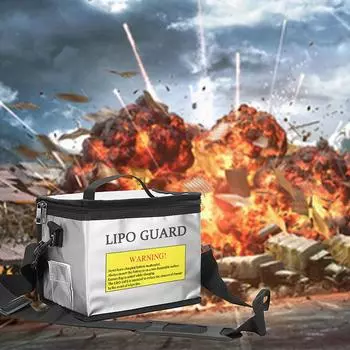 Огнестойкая защитная сумка Lipo Safe Взрывозащищенная защитная батарея Водонепроницаемая сумка с ручкой-молнией серебряный
