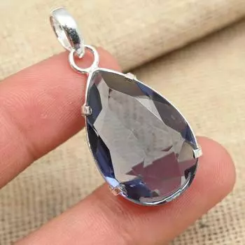 Ограненный аметист драгоценный камень стерлингового серебра 925 пробы ручной работы в форме груши ювелирный кулон 1.77 Inches фиолетовый