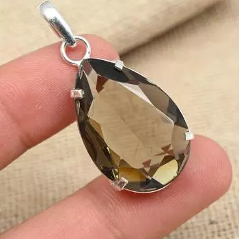 Ограненный дымчатый топаз Gemstone 925 Sterling Silver Ювелирные изделия ручной работы Необычный кулон 1.77 Inches коричневый