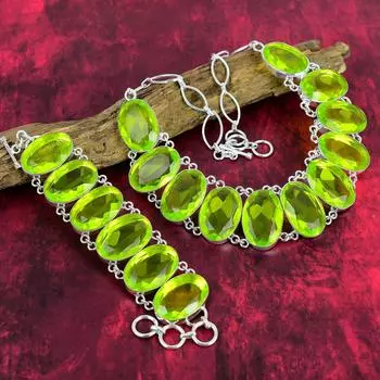 Ограненный лимонный топаз, драгоценный камень 925 пробы, комплект ювелирных изделий из стерлингового серебра и браслета, красивые украшения ручной работы для нее Adjustable With 8 -18 жёлтый