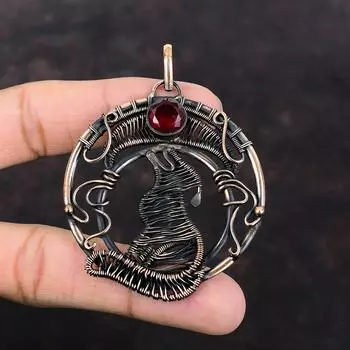 Ограненный мозамбикский гранатовый кулон, медная проволока, обернутая кулоном, ручная работа, медные украшения, кулон в виде собаки, натуральный драгоценный камень, ювелирные изделия для подарка