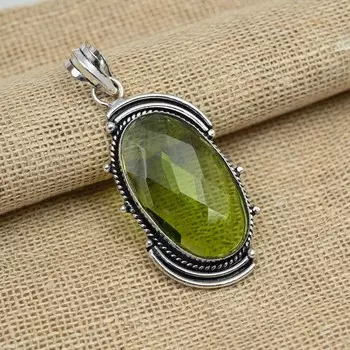 Ограненный шкентель ювелирных изделий стерлингового серебра драгоценной камня 925 перидота чудесный для подарков 2.36 Inches зелёный