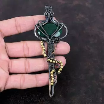 Ограненный замбийский изумруд, медный кулон, кулон в проволочной обертке, замечательный ювелирный ключ, кулон ручной работы с драгоценным камнем, подарок для мамы, ювелирные изделия из медной проволоки