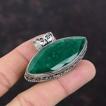 Ограненный замбийский изумрудный кулон из стерлингового серебра 925 пробы, кулон из драгоценного камня, винтажный кулон, ювелирные изделия в этническом стиле, свадебный подарок, кулон ручной работы в стиле бохо