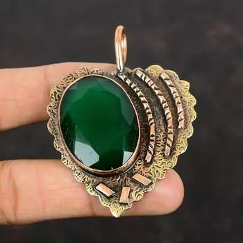 Ограненный замбийский изумрудный кулон, медный кулон, новый кулон ручной работы, изысканные медные украшения, подвеска из натурального драгоценного камня, подарки на помолвку