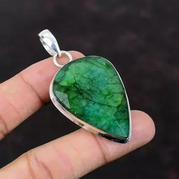 Ограненный замбийский изумрудный кулон, подвеска из стерлингового серебра 925 пробы, антикварный кулон, серебряные украшения ручной работы, красивый кулон с драгоценным камнем, подарок для нее