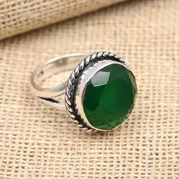 Ограненный зеленый оникс, драгоценный камень, ювелирные изделия ручной работы из стерлингового серебра 925 пробы для женщин 4 зелёный