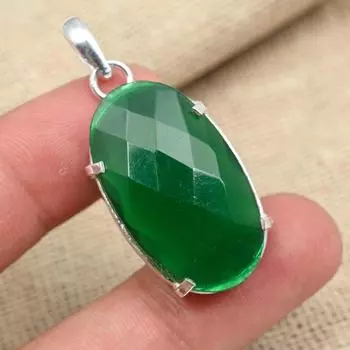 Ограненный зеленый оникс стерлингового серебра 925 пробы ручной работы красивые подвесные украшения для подарков 1.77 Inches зелёный