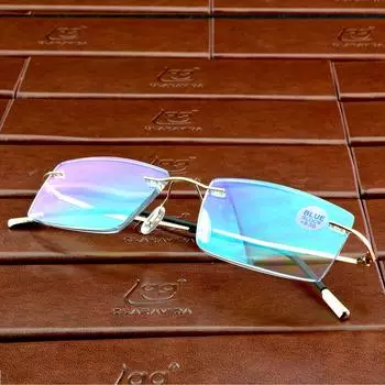 Ограничение по акциям Клары Виды!! Очки для чтения из титанового сплава с высокой прозрачностью и блокировкой синего излучения без оправы +1 +1.5 +2 +2.5 +3 +3.5 +0.75 золотой