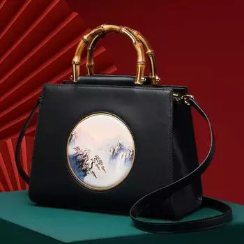 Ограниченная коллекция в китайском стиле, женская сумка из коровьей кожи с верхней ручкой, простая элегантная сумка