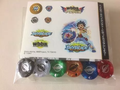Ограниченная серия God Chip 6 Color Orange Sticker [набор WBBA] Красный, Синий, Зеленый, Белый, Черный, + [Beyblade Burst]