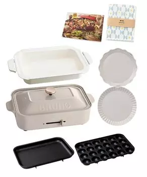 ограниченное количество кухонных полотенец книга рецептов BRUNO Компактная плита Bruno Основной корпус 3 типа пластин с керамическим покрытием Кастрюля плоская Эш глазурь Набор тарелок FLOWER Стильный