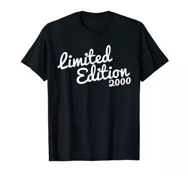 Ограниченный тираж 2000 марок Футболка с надписью «Год рождения, возраст, день рождения подростка» чёрный