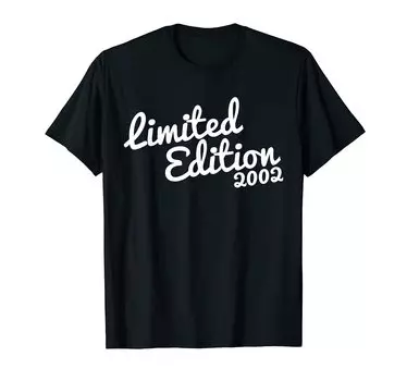 Ограниченный тираж 2002 года. Футболка с надписью «Подросток, год рождения, возраст». чёрный