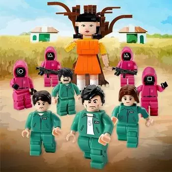 Ограниченный тираж игровых блоков Squid от Korea - Красный Светло-зеленый Свет Кукла Официальная игрушка Оксфорд