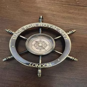 Ограниченный выпуск 15,24 см компаса с гравировкой Королевского флота и штурвалом корабля, коллекционная вещь