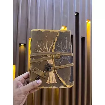 Ограниченный выпуск журнала «Два дерева», кожаный журнал ручной работы в винтажном стиле для мужчин и женщин, уникальный подарок, рождественский подарок для него и для нее 7 x 5 in коричневый