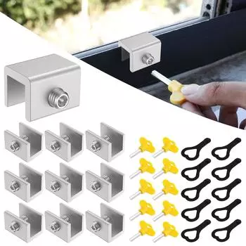 Ограничители оконной блокировки Ограничители оконной блокировки Безопасные и надежные ограничители блокировки Управление ограничителями блокировки Ограничители блокировки для окон 10PCS One Set серебряный