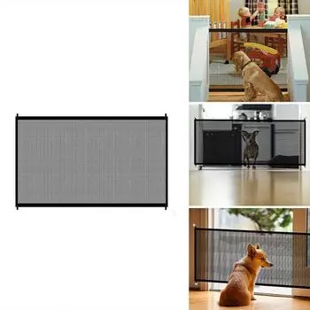 Ограждение для изоляции домашних животных, барьерные ограждения для домашних животных, нет необходимости пробивать отверстия, новая складная дышащая сетка для защитного ограждения для собак, внутреннее препятствие 110cm*72cm чёрный