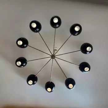 Огромная люстра «Спутник» середины века в стиле модерн, латунная, в стиле диаболо, 10-рожковая люстра «Спутник» в стиле стилново для столовой и гостиной