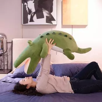 Огромная милая мягкая игрушка в виде настоящего крокодила, плюшевая игрушка-симуляция аллигатора, детская игрушка, декор для дивана, мультяшная подушка с изображением океанского животного 85cm зелёный