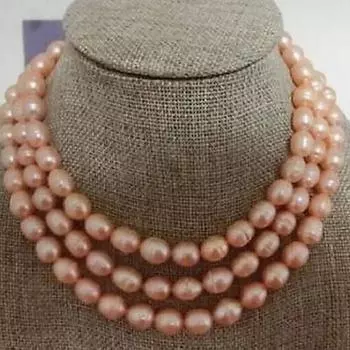 Огромное ожерелье из натурального розового жемчуга Южного моря диаметром 9-10 мм, 49 дюймов, в форме белой рыбы