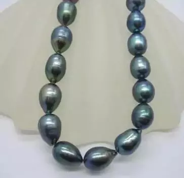 ОГРОМНОЕ ОЖЕРЕЛЬЕ ИЗ НАТУРАЛЬНОГО ТАИТЯНСКОГО ЧЕРНОГО ЖЕМЧУГА 18 ДЮЙМОВ 9–10 мм