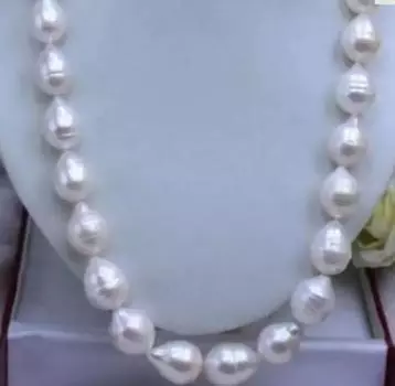 ОГРОМНОЕ ОЖЕРЕЛЬЕ С БЕЛЫМ ЖЕМЧУГОМ ЮЖНОГО МОРЯ 18 ДЮЙМОВ 11–13 мм