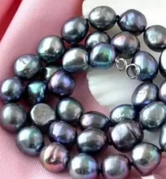 ОГРОМНОЕ ОЖЕРЕЛЬЕ С ЧЕРНЫМ БАРОЧНЫМ ЖЕМЧУГОМ ЮЖНОГО МОРЯ 9–10 ММ 18 ДЮЙМОВ