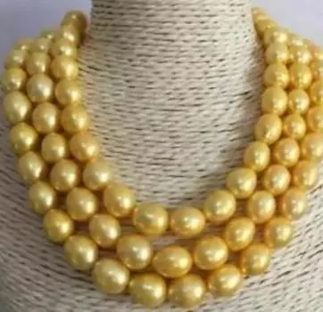 ОГРОМНОЕ ОЖЕРЕЛЬЕ С ЗОЛОТЫМ ЖЕМЧУГОМ ЮЖНЫХ МОР 9–10 мм ДЛИНОЙ 50 ДЮЙМОВ