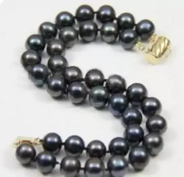 Огромный 2-рядный круглый браслет из черного жемчуга Южных морей диаметром 8–9 мм 7,5–8 дюймов