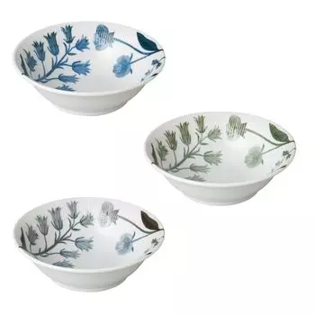 Ogura Pottery Humming Flowers Lightweight Microwave Dishwasher Safe Made in Japan Mino Ware Fruit Bowl Set of 3 Colors 14.4cm